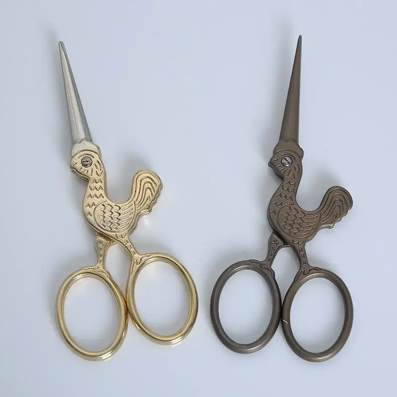 Chicken Shape Vintage Stainless Steel Scissors Embroidery Sewing Tools Retro Shears Cross Stitch