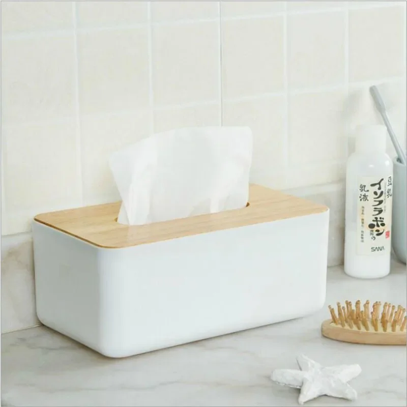 Wooden Tissue Box Napkin Holder Cover Toilet Paper Handkerchief Case Solid Simple Stylish Wood Home Car Wipe Organizer Container