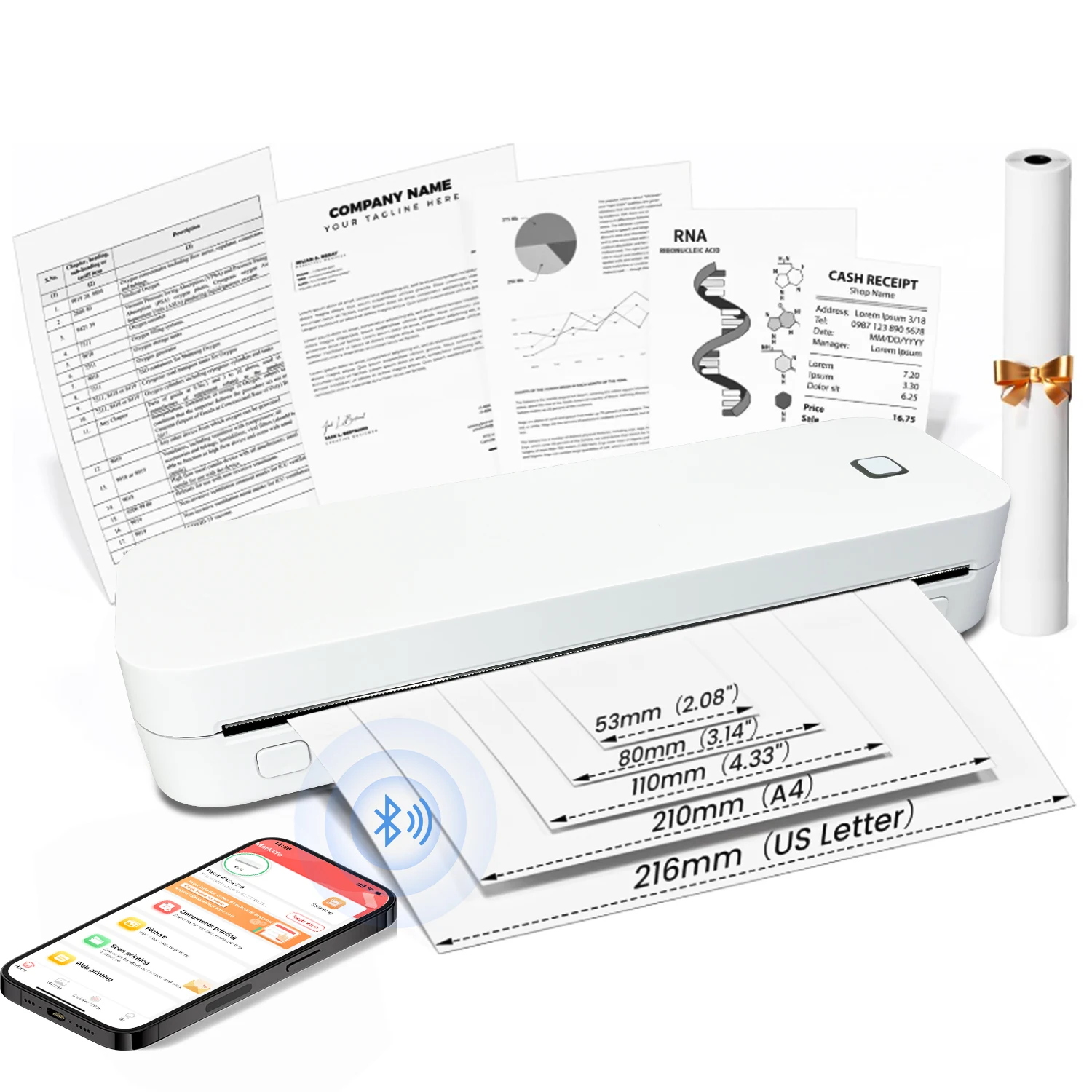 Marklife Thermal Inkless Printer A4&Tattoo Maker Mini Portable Bluetooth Wireless Used For School Office Small Business Machine