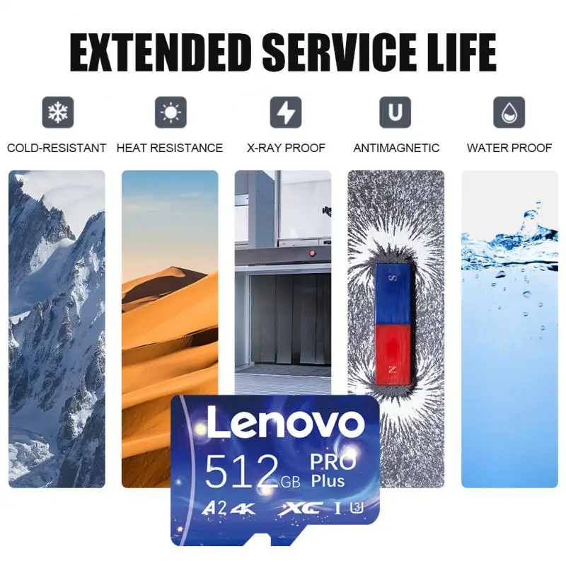Lenovo 2TB High Speed Memory Cards 512GB Micro TF/SD Card 1TB SD Memory Card 128GB Mini SD Card Adapter Free For Steam Deck