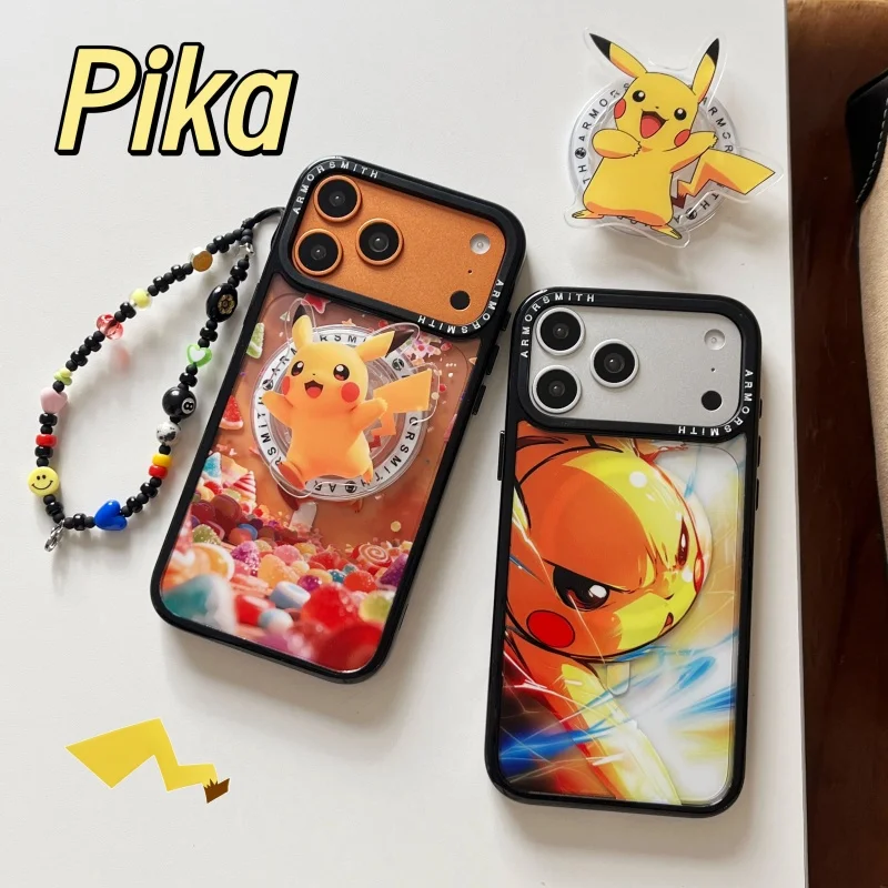 เคสชาร์จไร้สาย Magsafe ลายการ์ตูนโปเกมอนน่ารัก สำหรับ iPhone 11 12 13 14 15 16 17 Pro Max Plus พร้อมที่ยึดแม่เหล็ก