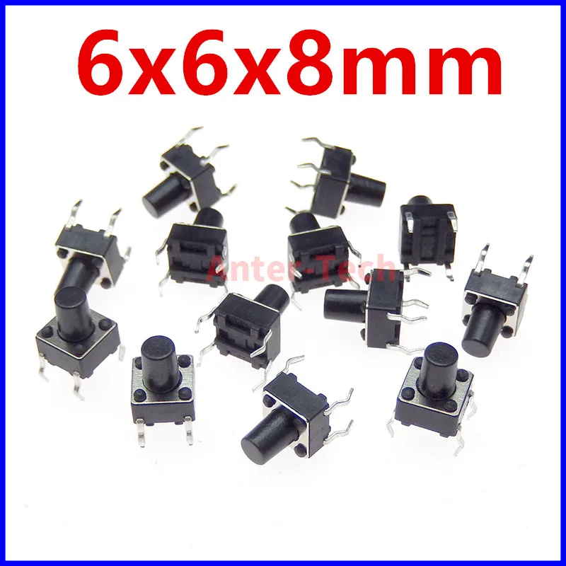 20pcs DIP 6x6 6X6X8 6*6*8MM  Push Button Switch   Light Touch Switch  The Power Switch 4Pins