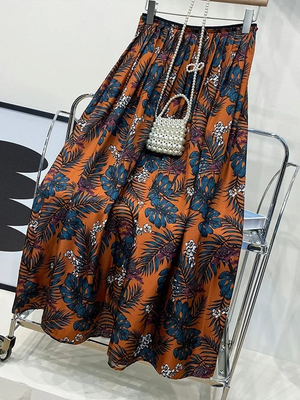 

Юбка трапециевидной формы с высокой талией и цветочным принтом, женская летняя юбка 2022, Vaion Sle в стиле ретро Le, Ele Midi Dr
