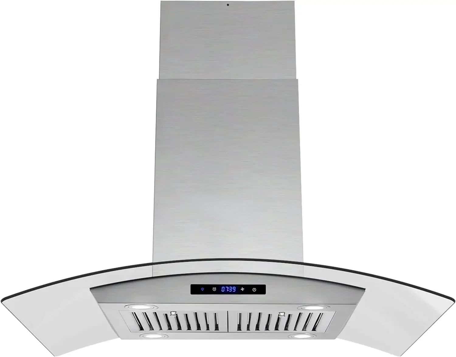 Island Range Hood 36 inch 450 CFM, Island Mount Kitchen Vent Hood with Tempered Glass,4 LED Lights,3 Speed Fan