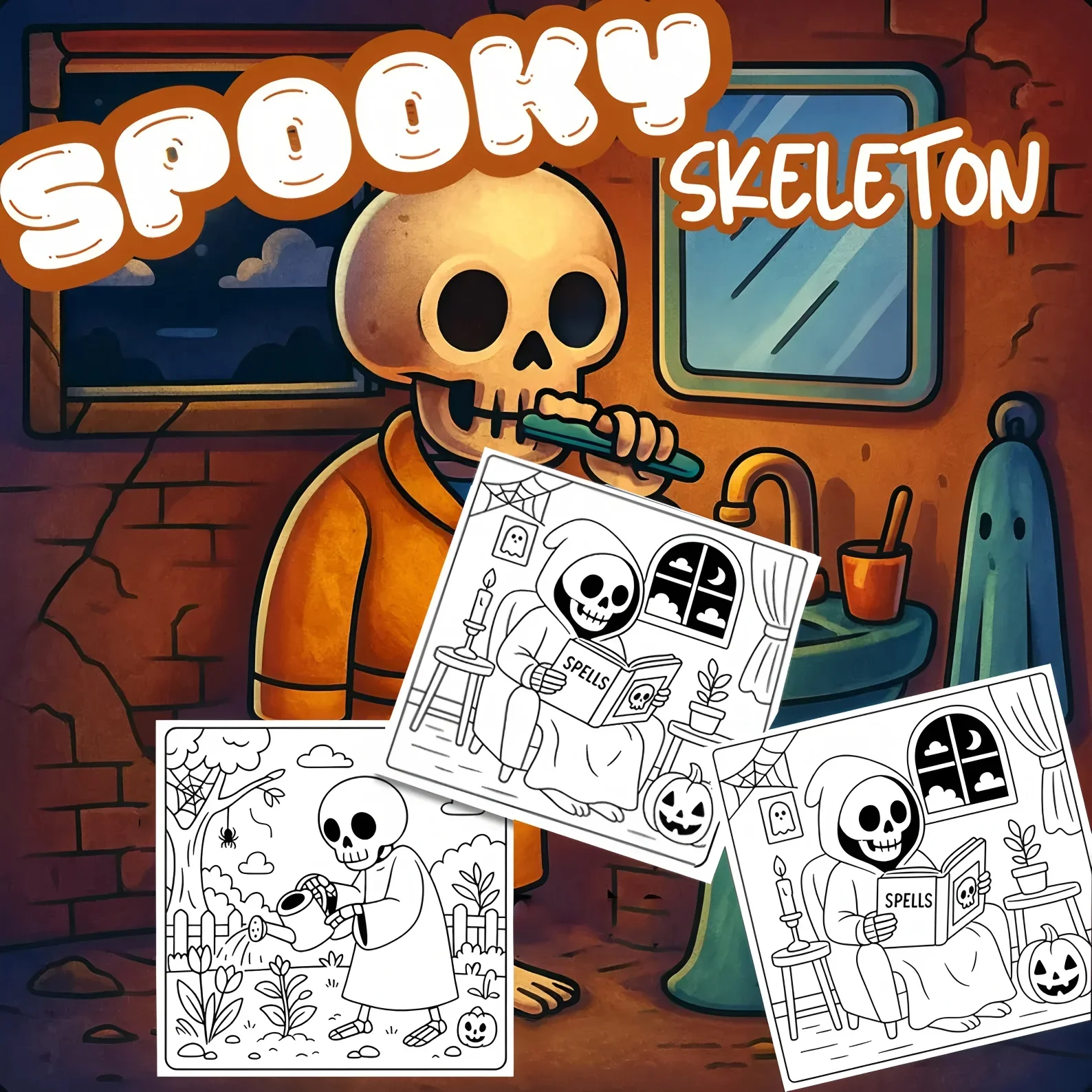 Livro de colorir assustador para adultos |   Livro para colorir de 28 páginas, materiais de desenho para Natal, Ação de Graças