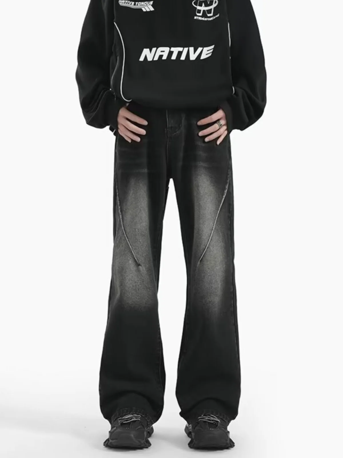 

Ретро-джинсы в американском стиле, мужские прямые широкие брюки, модные уличные расклешенные штаны