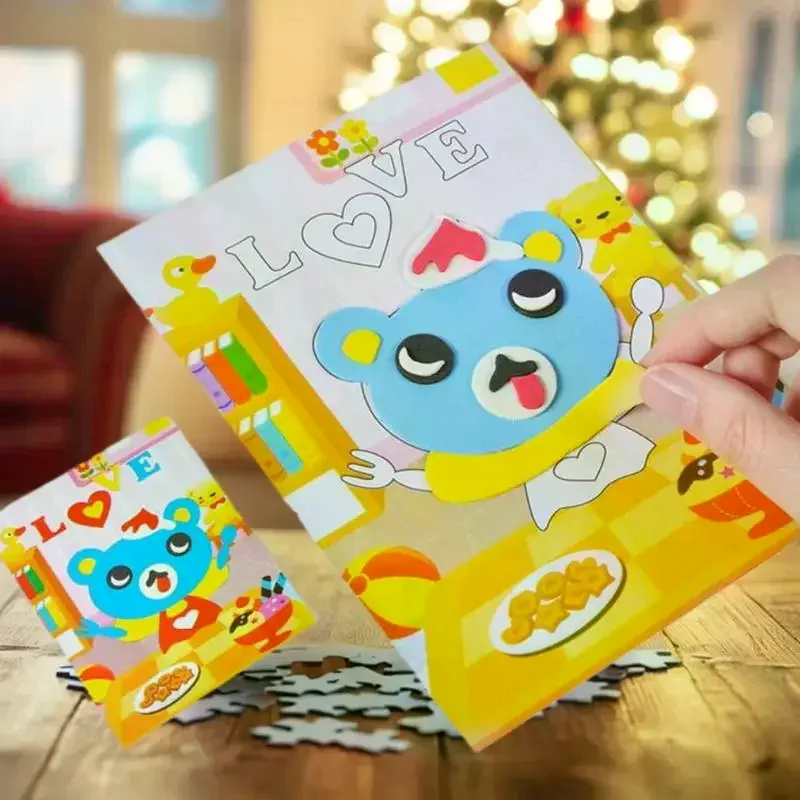 10/20 عبوة من ألغاز الحيوانات الكرتونية؛ ملصقات إسفنجية ثلاثية الأبعاد ذاتية الصنع؛ لعبة تعليمية ممتعة للأطفال