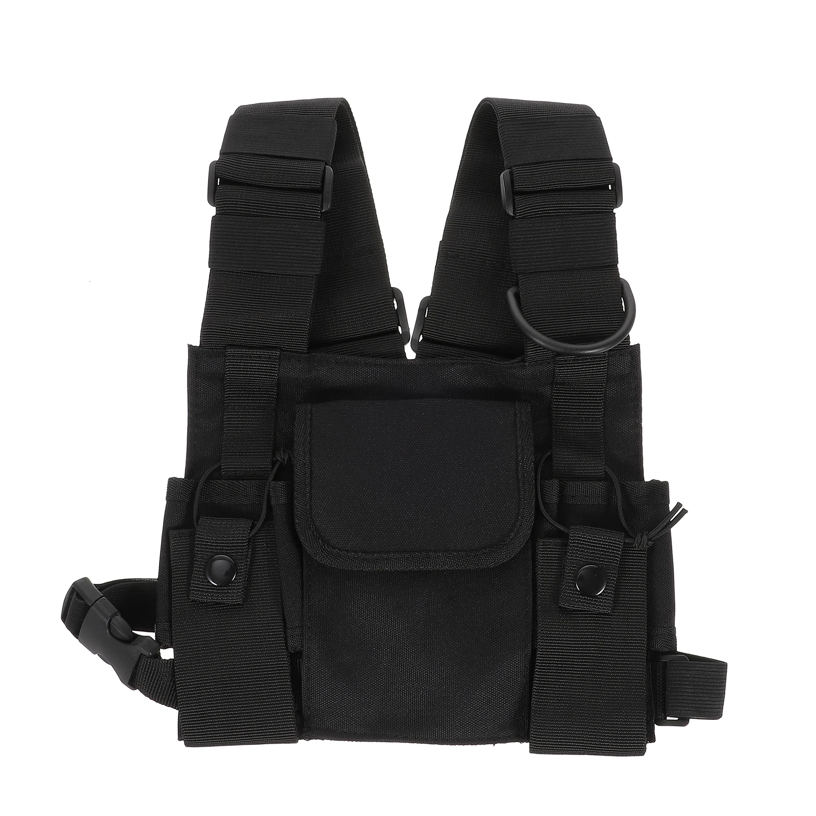 

Black Chest Bag for Radio Triple Bags Design Oxford Cloth Perfect for Outdoor Activities Hunting Hiking Fishing