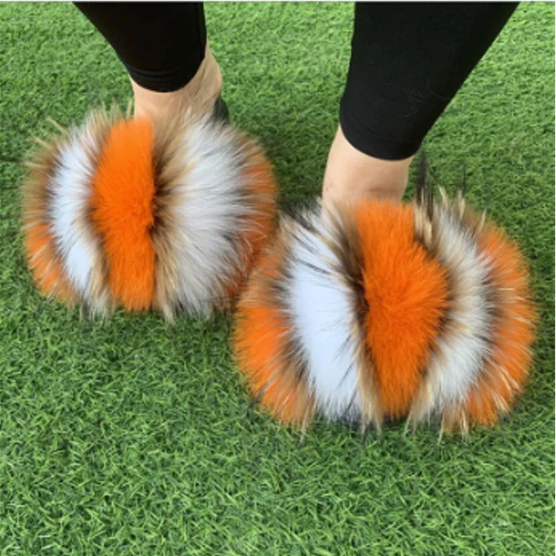 New Designer Luxury Rainbow Fluffy Mommy Kids Women Jelly Purse Fur Slipper And Handbag Matching Real Fur Slides With Purse Set