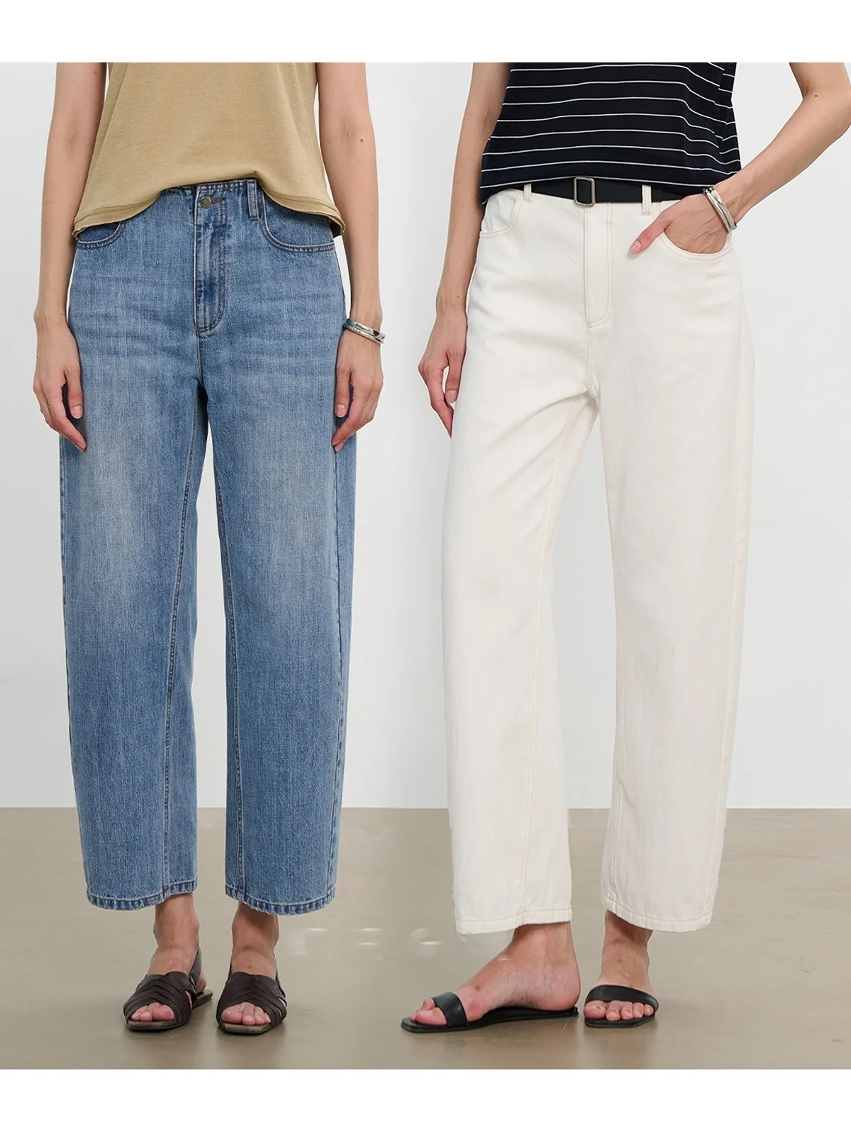 

CE&MO Летние простые джинсы из хлопка Lenzing с эффектом баллонов, женские, укороченные (9/10), с застежкой-молнией на талии, однотонные