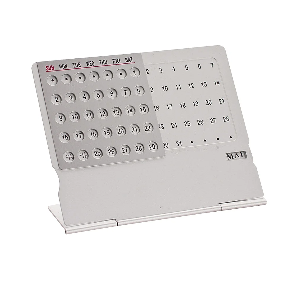 1 ชิ้น - ปฏิทินอะลูมิเนียมบาง ใช้งานได้จริง ใช้ได้ยาวนาน เหมาะสำหรับบ้าน สำนักงาน โต๊ะทำงาน โรงเรียน ปฏิทินโลหะสีเงิน