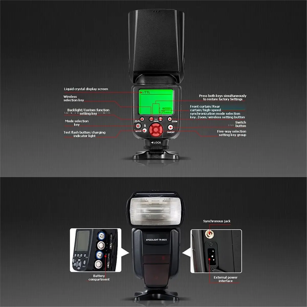 11·11COUPON TR-982 III TTL HSS High Speed Photoflash Sync Camera Speedlite Flash SLR Mirrorless Camera Shoe Light for