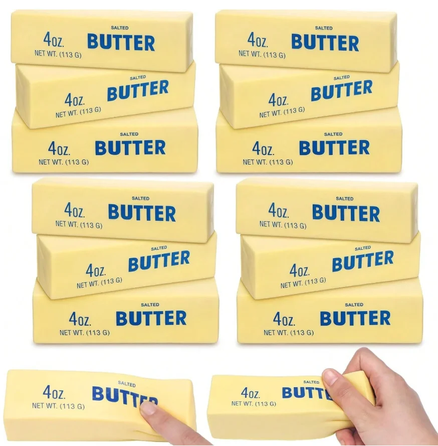 Realistic Food Shaped Stress Relief Toys Soft Slow Rebound Butter Squeeze Finger Sticks for Anxiety Relaxation