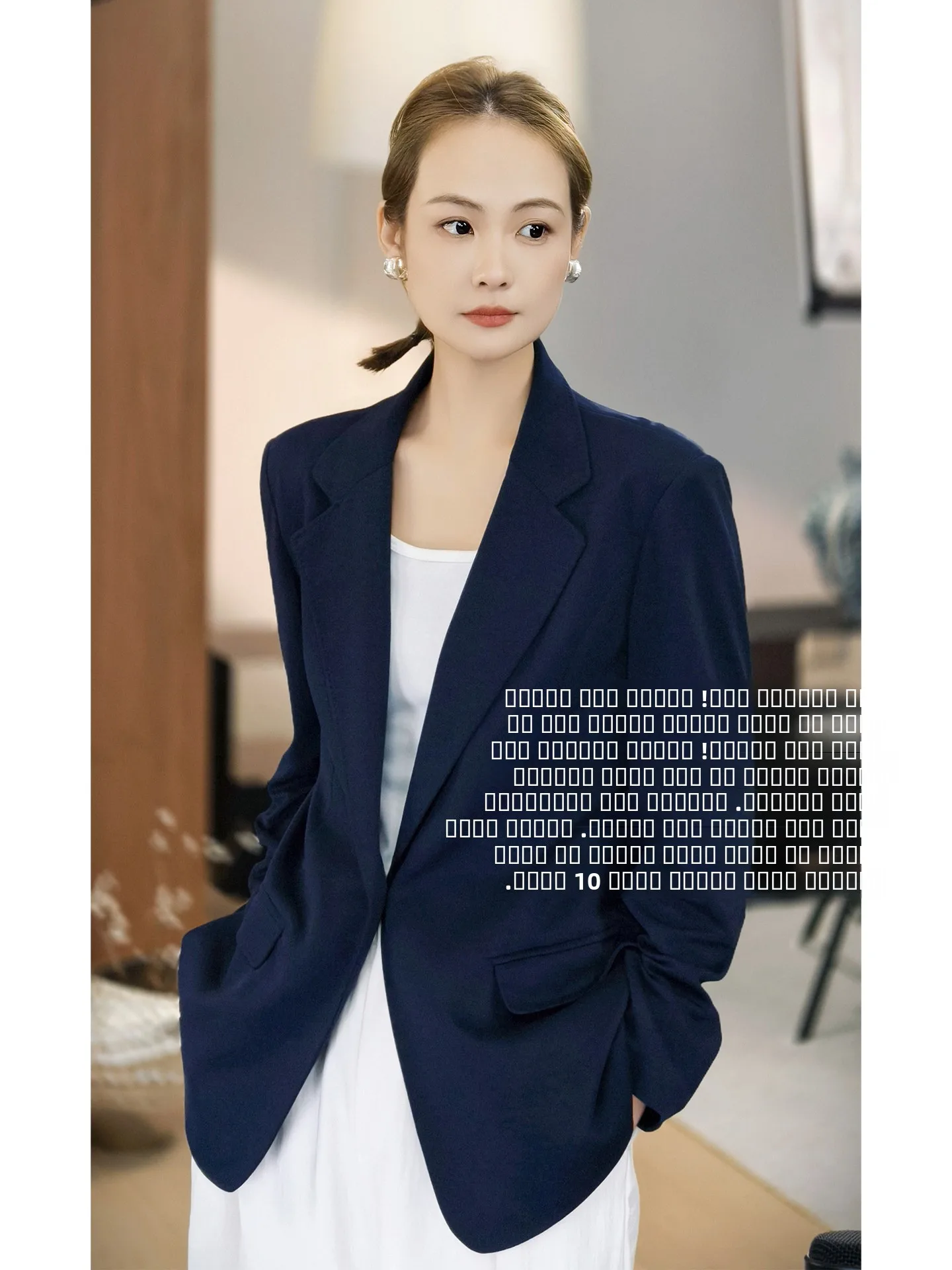 

Meiyang Silk Linen KnittedoulderPadded West Coat Casual Commute Sle Women's LooseFit LongSve PureColor OneButton