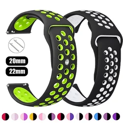 22mm 20mm watch Band for Samsung Galaxy Watch 6-5-pro-/active 2 40-44mm Silicone sport Breathable bracelet galaxy watch 4 straps