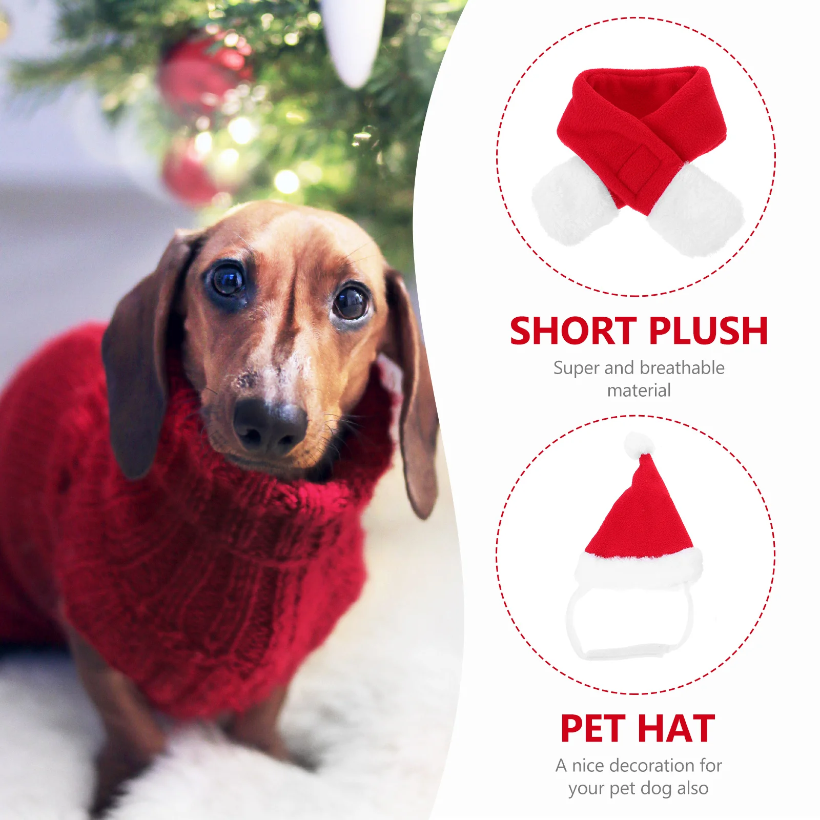 

1Set Christmas Pet Costume Breathable Dog Xmas Hat Scarf Adjustable Comfortable Holiday Party Pet Xmas Scarf and Hat