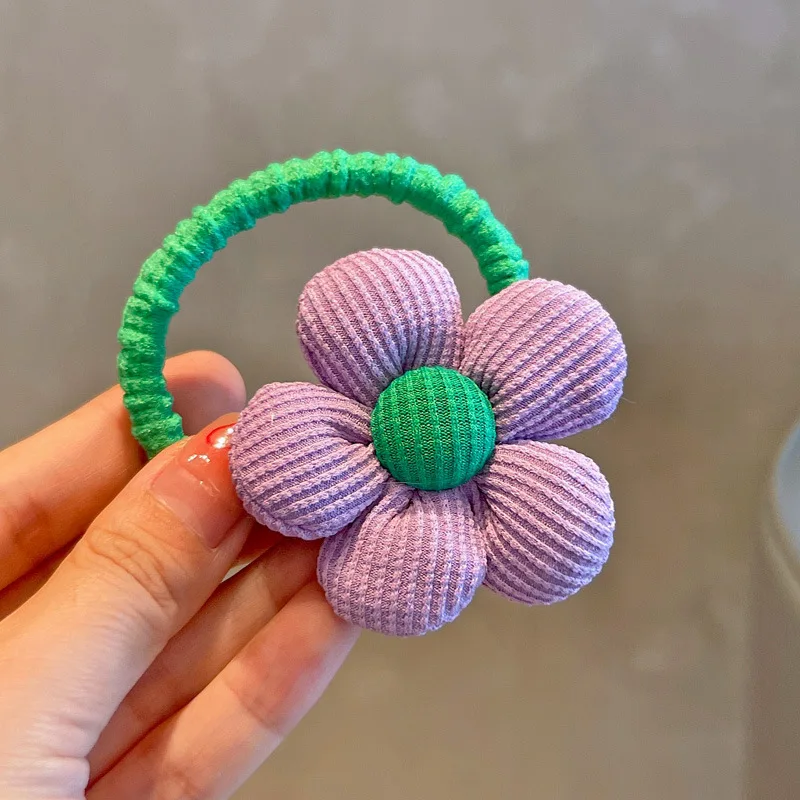 1PC New Cute Sweet Fill Cotton Flowers Girls Kids Elastic Hair Bands Children Hair Ties Princess Hair Accessories Baby Headwear