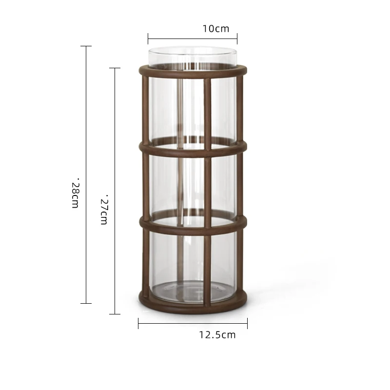 Wooden Knot Ring Glass Vase Flower Arrangement Dry Branch Hydroponic Plant Decoration Dining Table Tea Room Desktop Ornaments