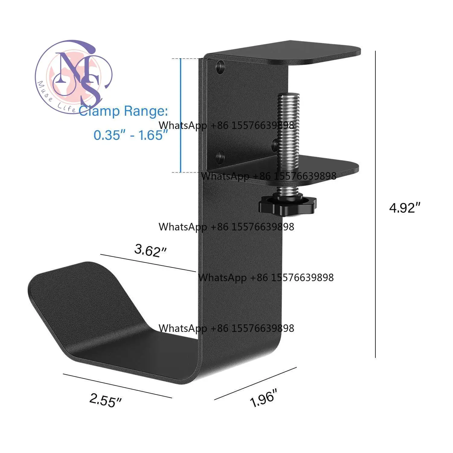 Headphone Stand, Backpack Hook, PC Gaming Hanger, Desk Clamp, Cast Iron Storage Holder, Sturdy & Durable