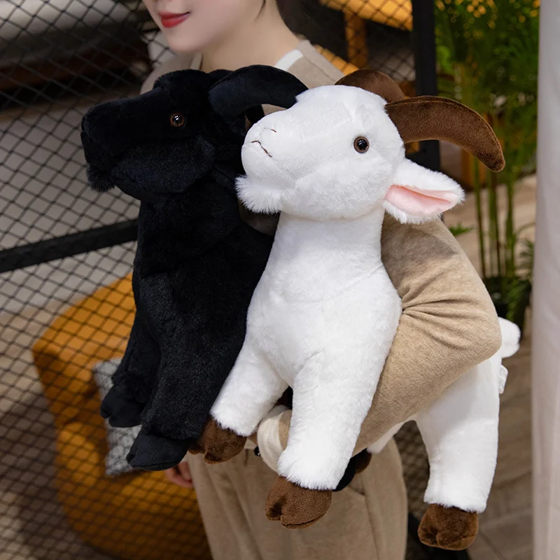 30/40CM Simulation Goat Plush Toys Real Life White & Black Goat Dolls Stuffed Soft Animal Toy Creative Gifts for Friend