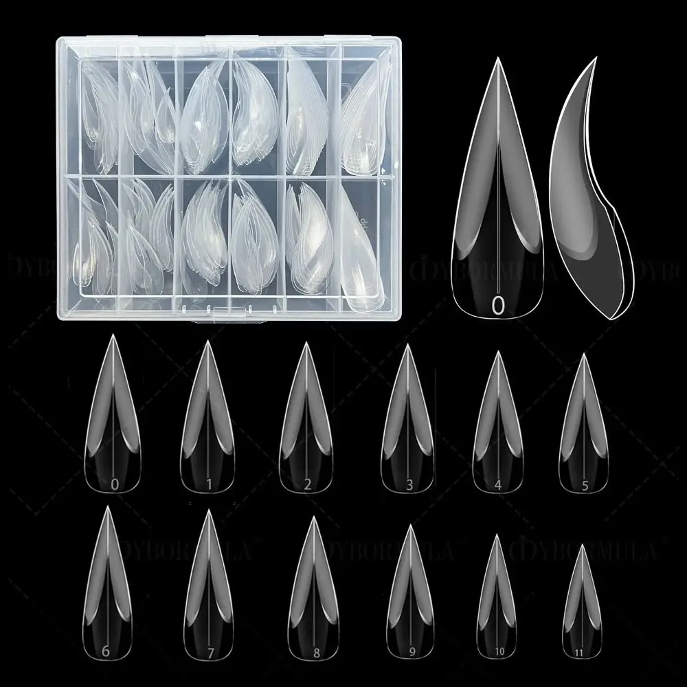120 pçs curvo stiletto unhas formas duplas 3d águia garra transparente falcão escultura unhas cobertura completa moldes unhas falsas