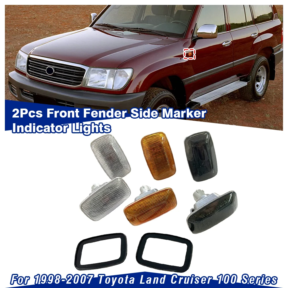 

2Pcs Front Fender Side Marker Indicator Lights Canbus-Free For Toyota Land Cruiser 100, 90, 70 Hilux 1998-2007