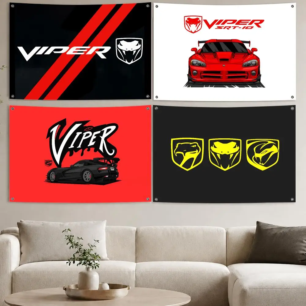 Vipers Sports Car Fans Flags Aesthetic Wall Tapestry Printed Wall Hanging Living Room Party Outdoor Decor