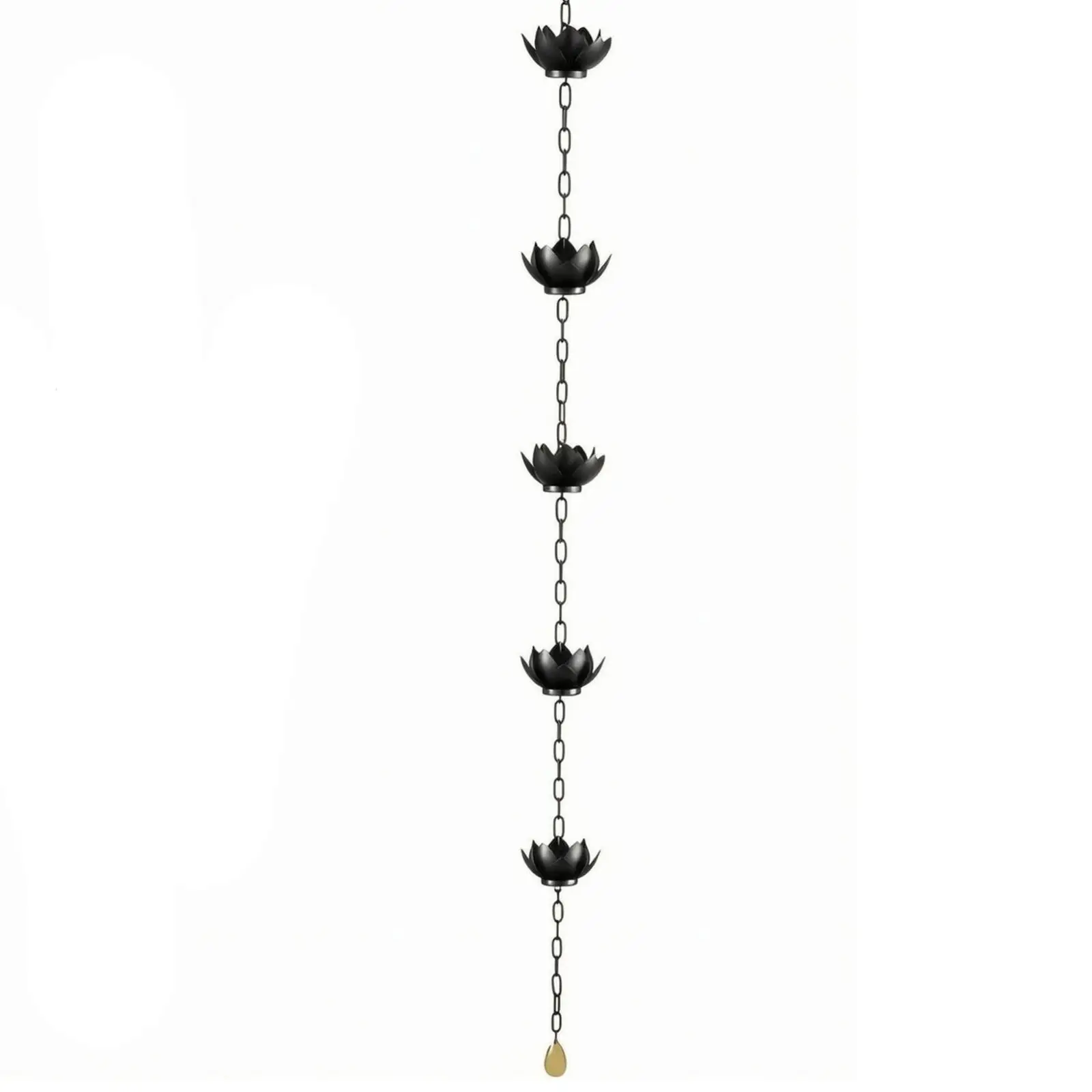 Rain Chain for Downspout Alternative Cast Iron Garden Decor Drainage Link Chain with Roof Adapter for Eave Trough