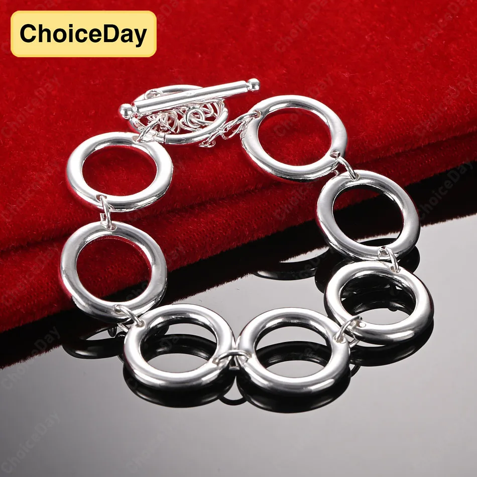 

ChoiceDay стерлингового серебра 925 пробы 8 дюймов 20 см простой круглый полый браслет женские аксессуары для вечеринок ювелирные изделия
