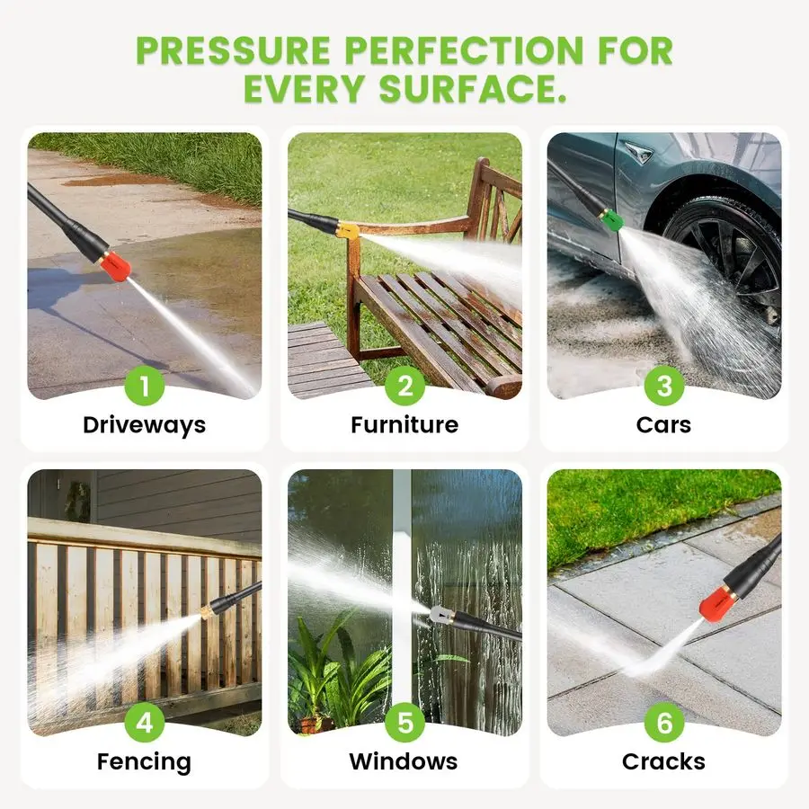 منظف 5000 رطل لكل بوصة مربعة بحد أقصى 4.0GPM مع خرطوم تمديد مرن بطول 33 قدمًا، 4 فوهات، مدفع رغوة، منظف طاقة يعمل بالطاقة للسيارات والباحات والدكتور