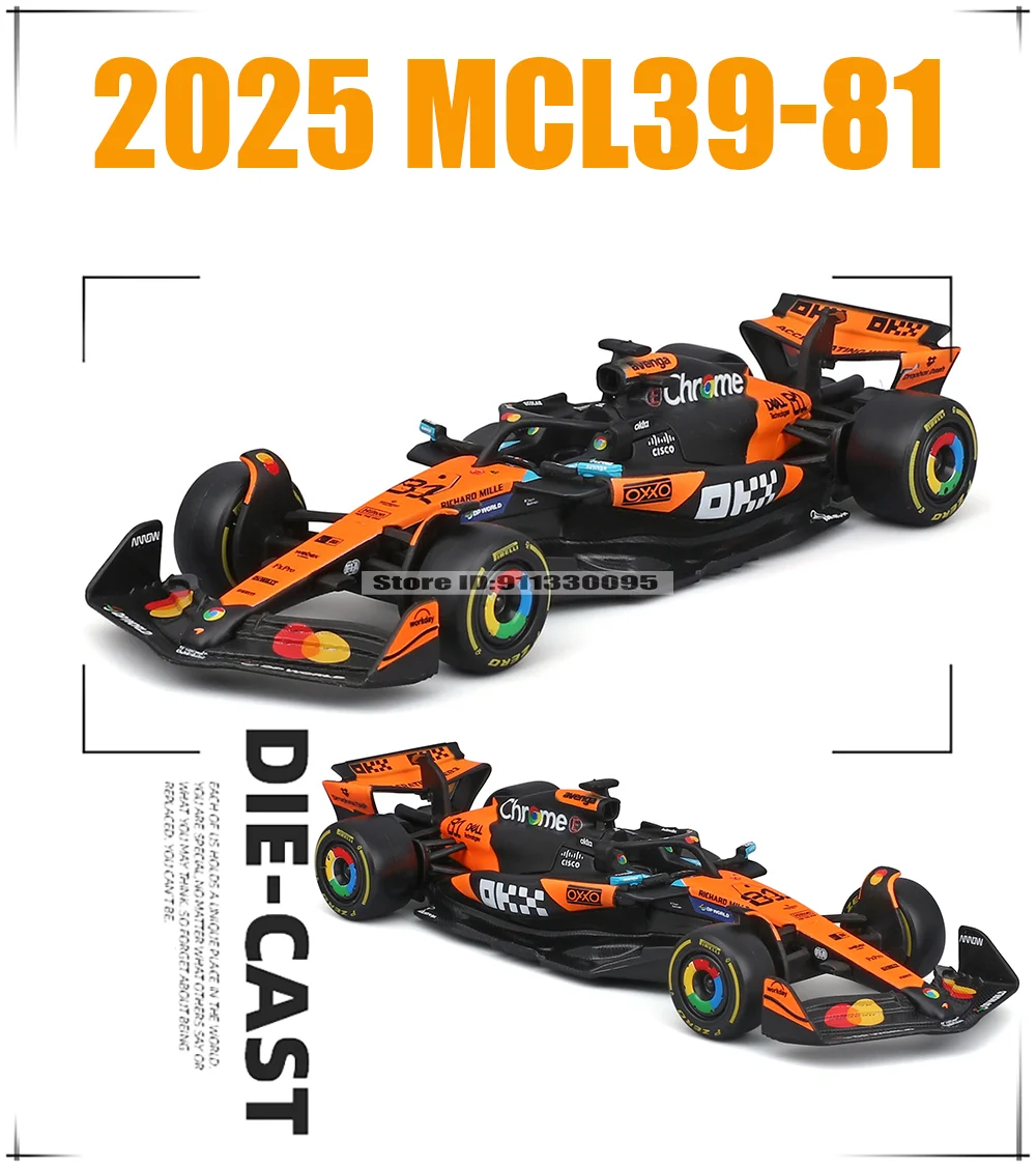 Bburago 1:43 2025 F1 McLaren MCL39 SF25 W16 RB21 A525 # 4 Lando Norris # 81 Oscar Piastri Legierungsauto Druckguss-Modell Spielzeug Sammlerstück – Detail 8