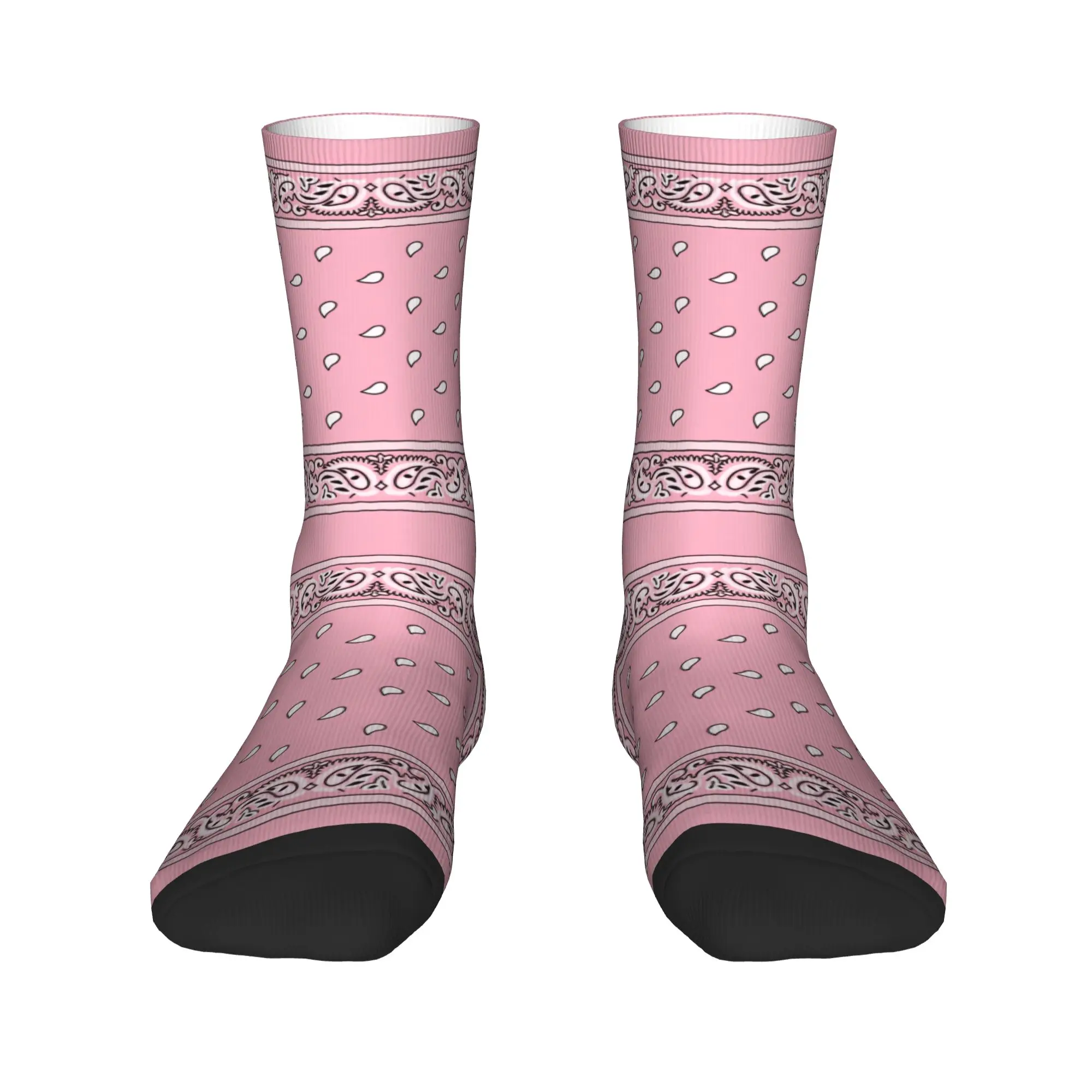 Unisex Men Socks Light Pink Classic Paisley  Stockings Anti Slip Medium Soft Socks Spring Gothic Graphic Cycling Socks