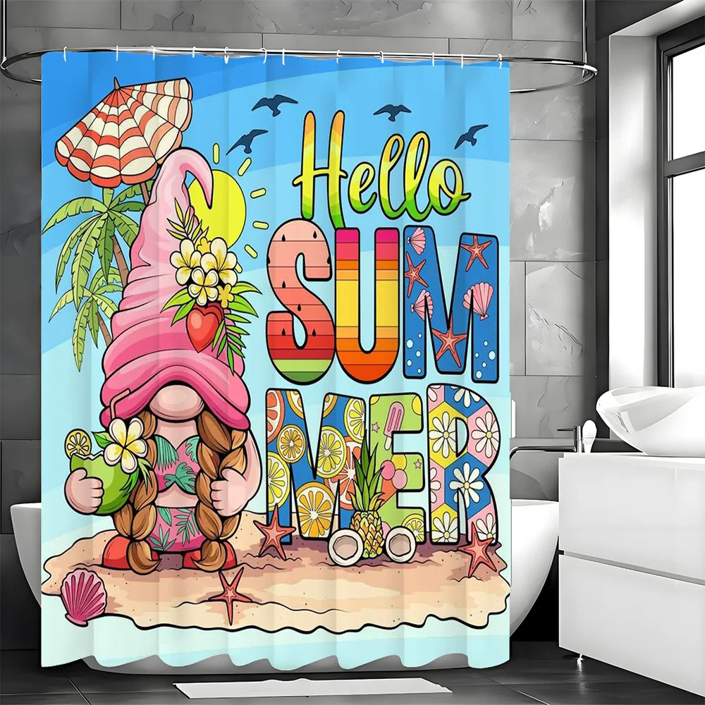 

Мультяшная занавеска для душа для пляжного отдыха, моющаяся грязеотталкивающая насадка для душа, водонепроницаемая полиэстеровая занавеска для ванны для домашнего декора