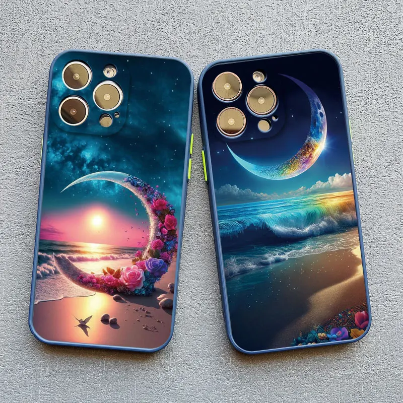 The Starry Night Art Aesthetic Beach Night View Phone Case For iPhone 15 11 Pro Max 14 Plus 7 8 XS X XR 13 12 Pro Max Mini Cover