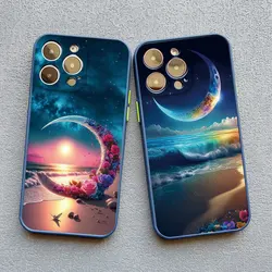 The Starry Night Art Aesthetic Beach Night View Phone Case For iPhone 17 16 15 11 Pro Max Plus XS X XR 13 12 Pro Max Mini Cover