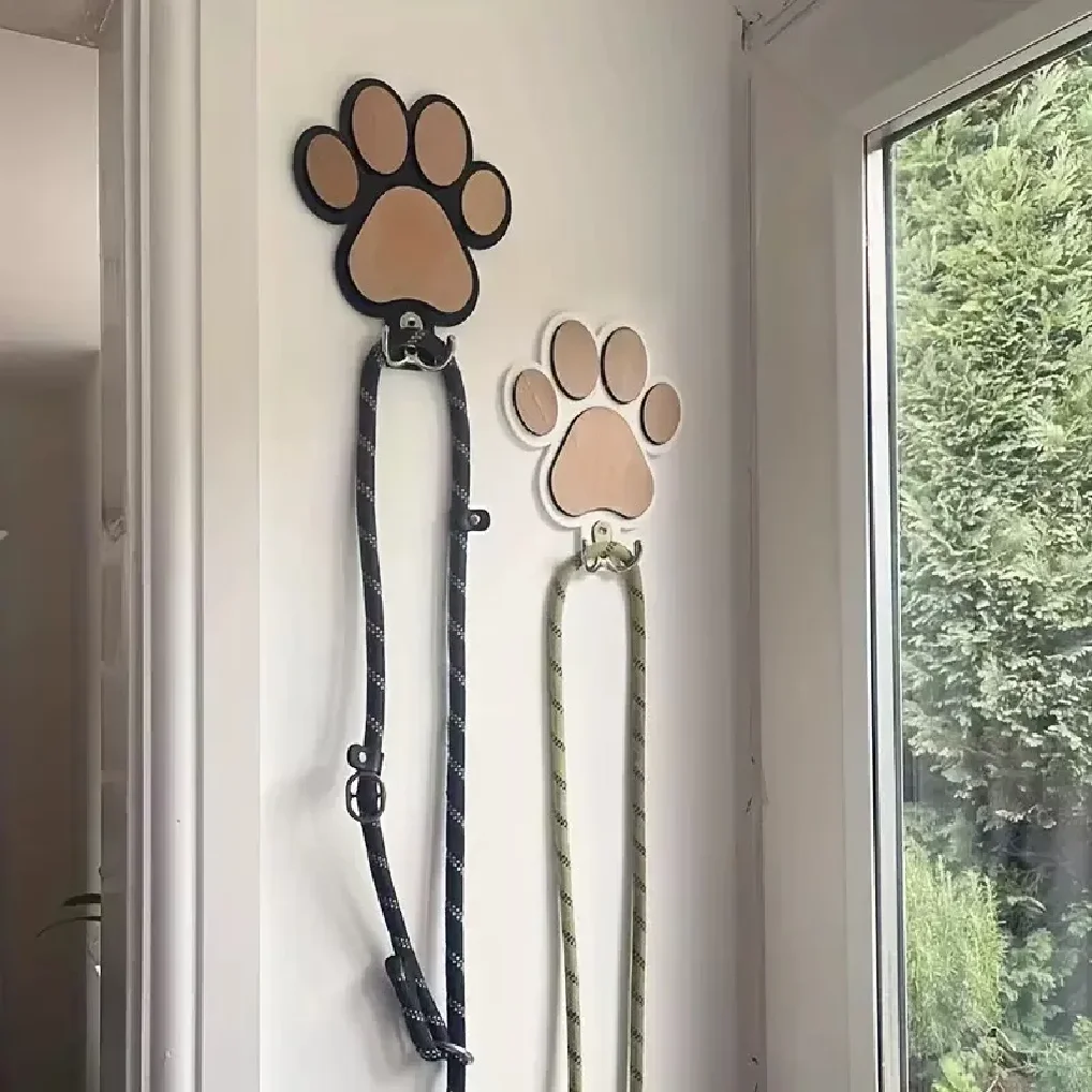 

​​Wooden Paw Print Dog Leash Holder Wall Hook for Collars and Coats Paw Design Leash Organizer Claw Hook Gift for Pet Lovers​​
