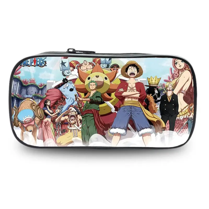 New One Piece pencil bag Zoro Luffy anime cartoon peripheral pencil bag student large capacity stationery box gift wholesale