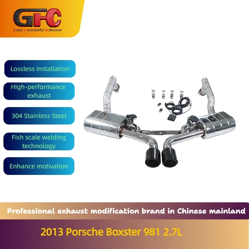 

GFC brand for the 2013 Porsche Boxster 981 2.7L Catback high-performance variable valve exhaust with mufflers and tips