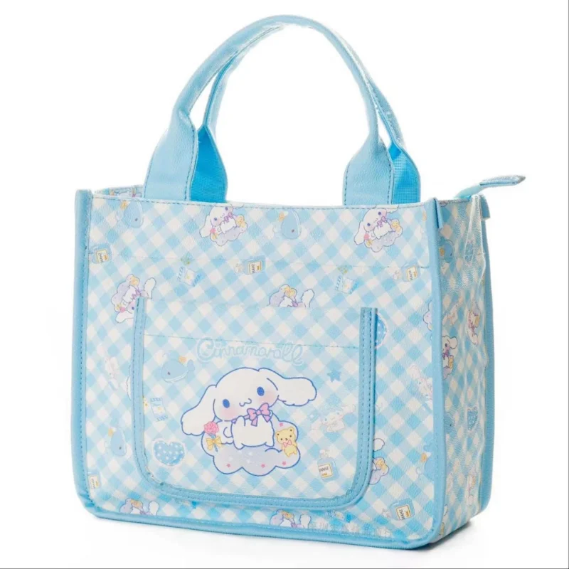 Sanrio cartoon cute pink print Melody large capacity children's tutoring storage PU leather handbag bento bag handbag