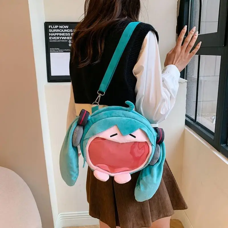 Kawaii Hatsune Miku Backpack Plush Big Mouth Shoulder Bag Cartoon Large Capacity Two-Dimensional Girl Heartache Bag Student Bag