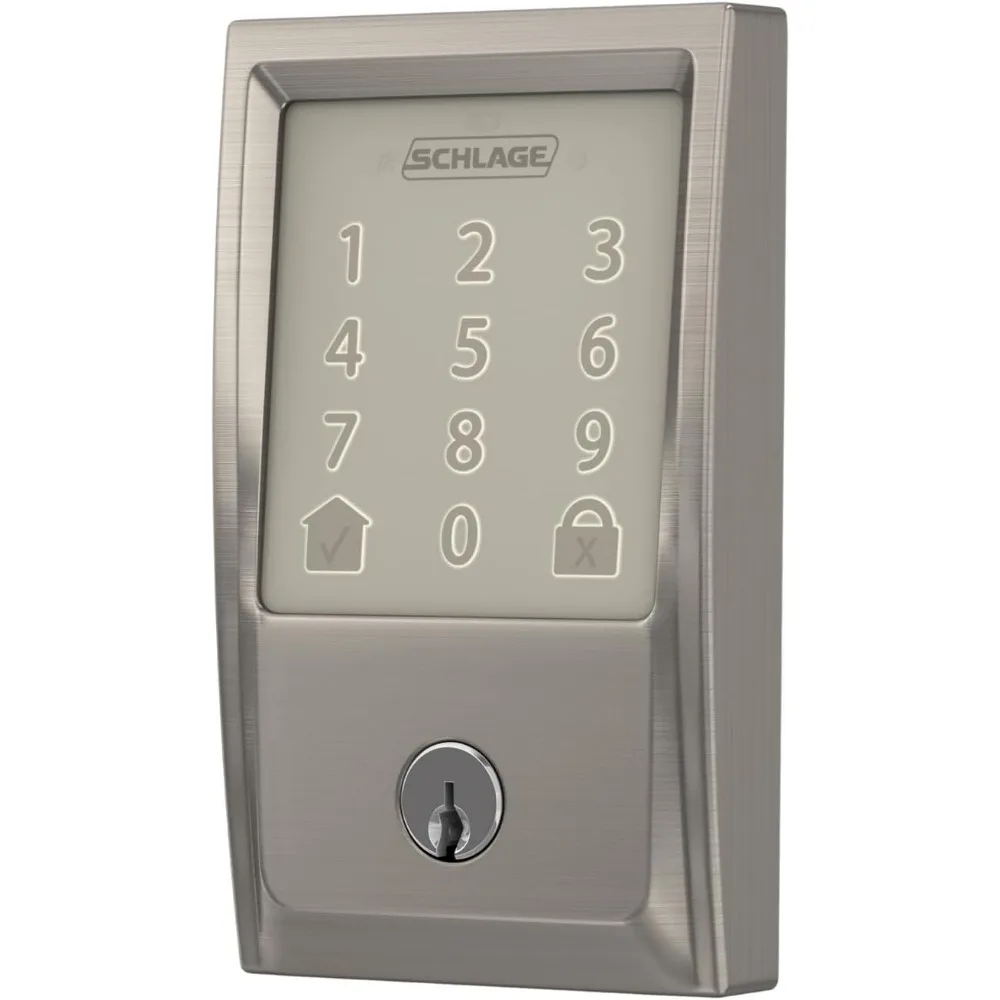 Smart Wi-Fi Deadbolt com Century Trim, Codificar, Satin Nickel