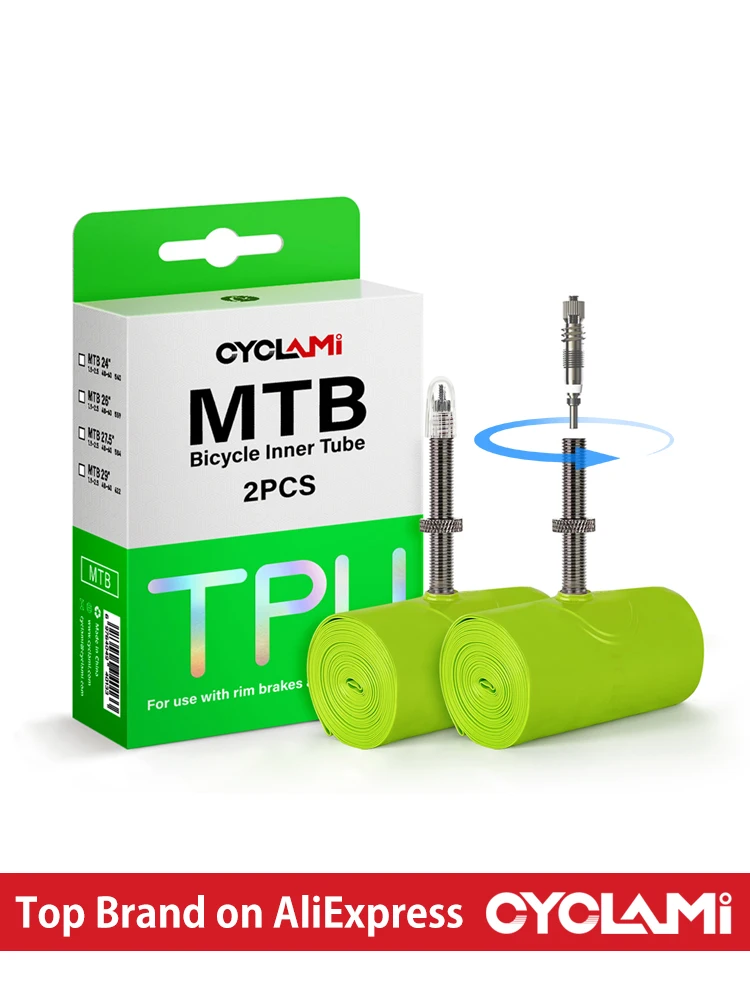 AliExpress CYCLAMI Bike Inner Tube Ultralight TPU Hose Metal Presta Valve FV Removable Bike Accessories For Mountain 1.9 2.5 MTB 29 27.5 26