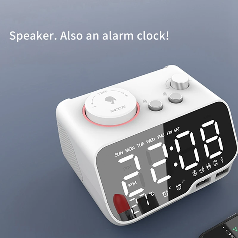 

Efficient Digital Alarm Clock Bluetooth Speaker FM Radio Black -EU Plug