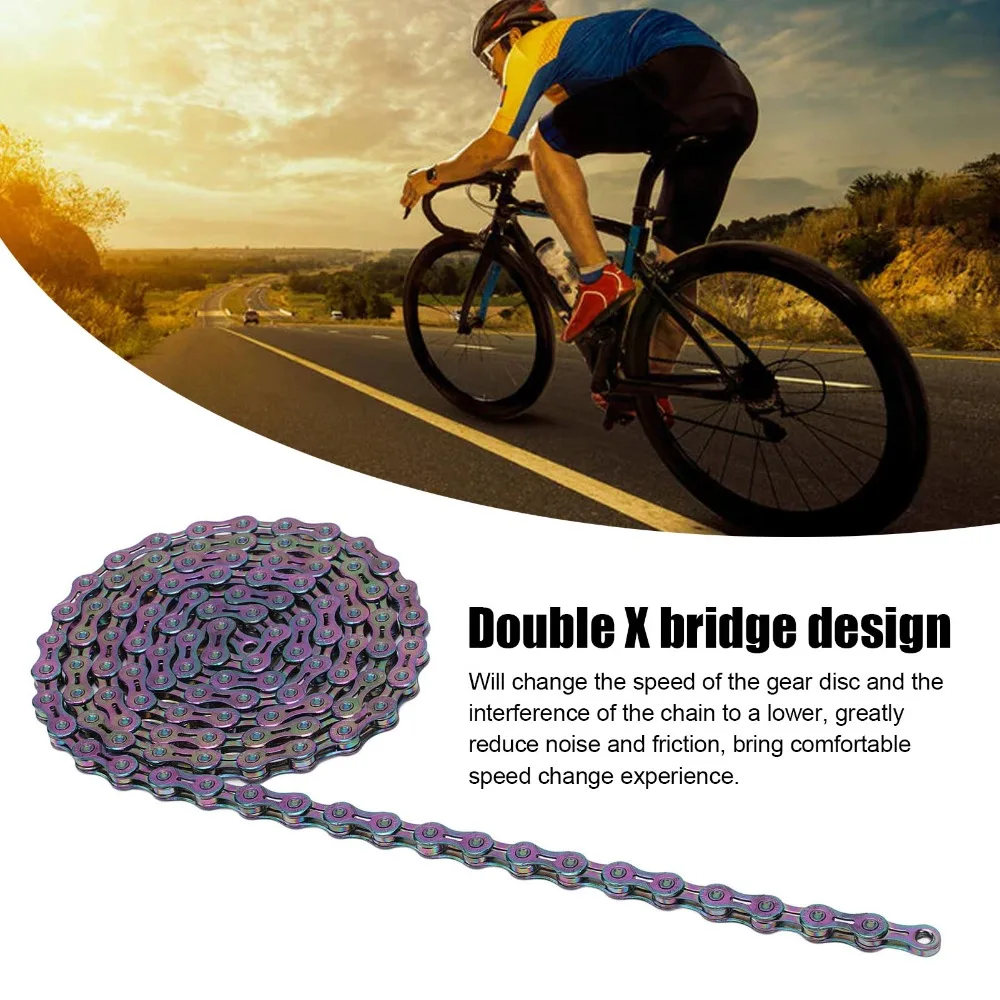 11 Speed Bicycle Chain Rainbow Manganese Steel Road Bike Chain Smooth Shifting 116 Link Mountain Bike Chain