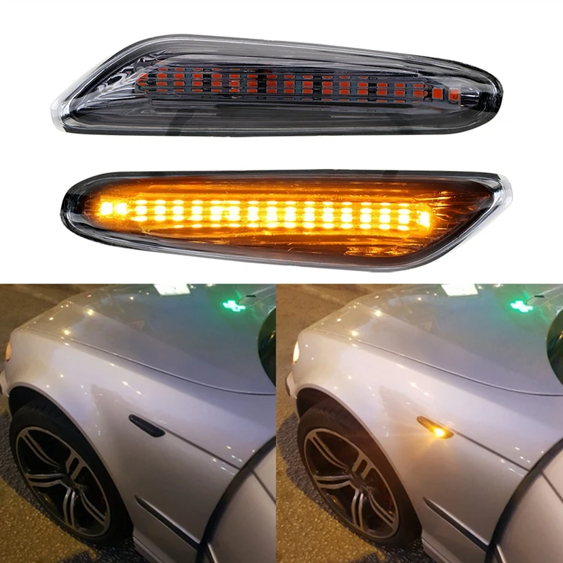 2PCS Car Light LED Always On Turn Signal Side Light Blinker Lamp For BMW- X1 X3 E46 E60 E61 E81 E82 E88 E90 E91