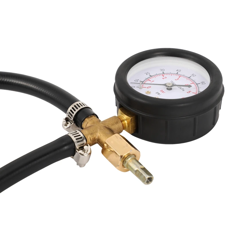 Quick Connected Fuel Injection Pump Pressure Tester Gauge With Valve 0-100PSI