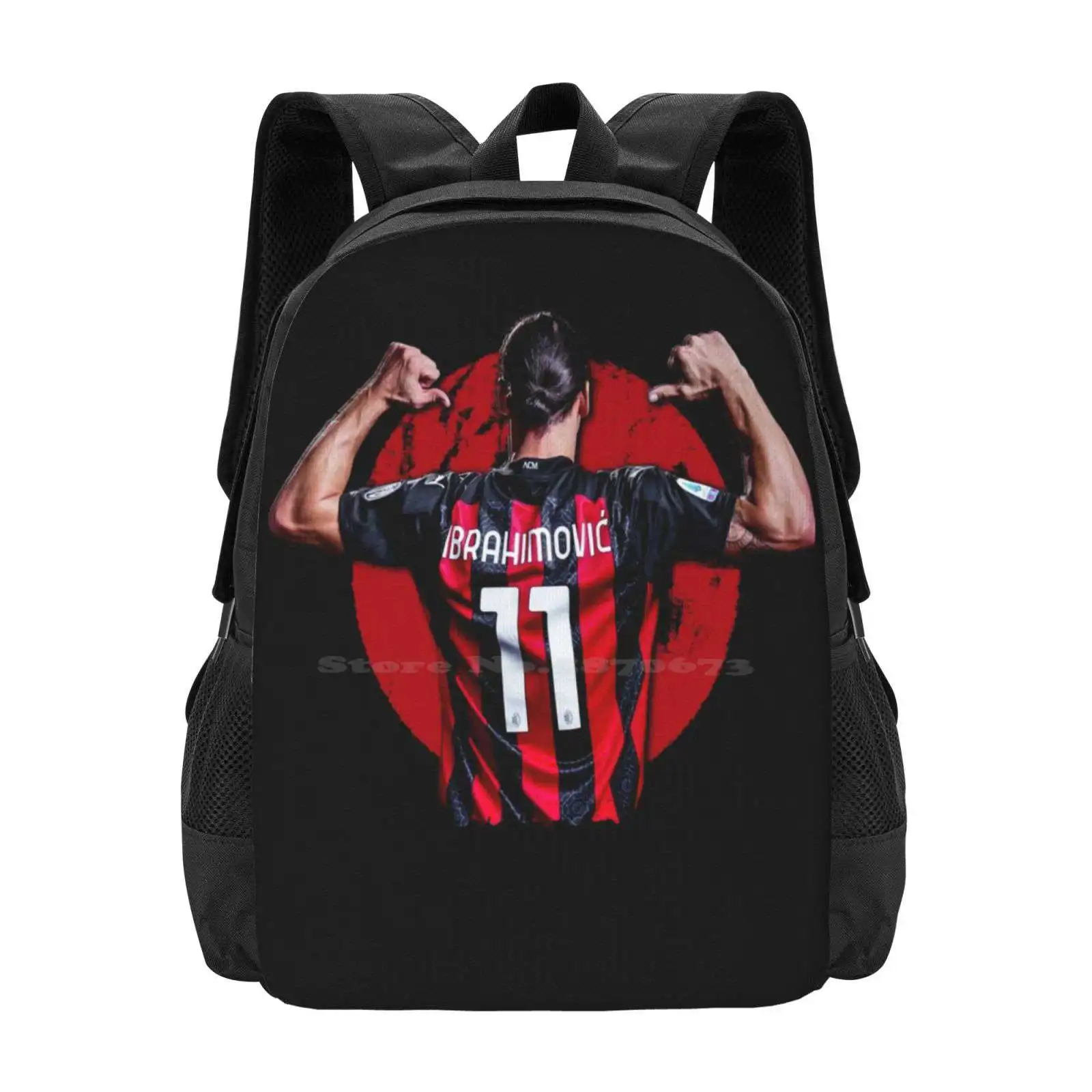 Zlatan Ibrahimovic 3D Print Design Backpack Student Bag Zlatan Ibrahimovic Rossoneri Serie A Calcio Soccer League Football