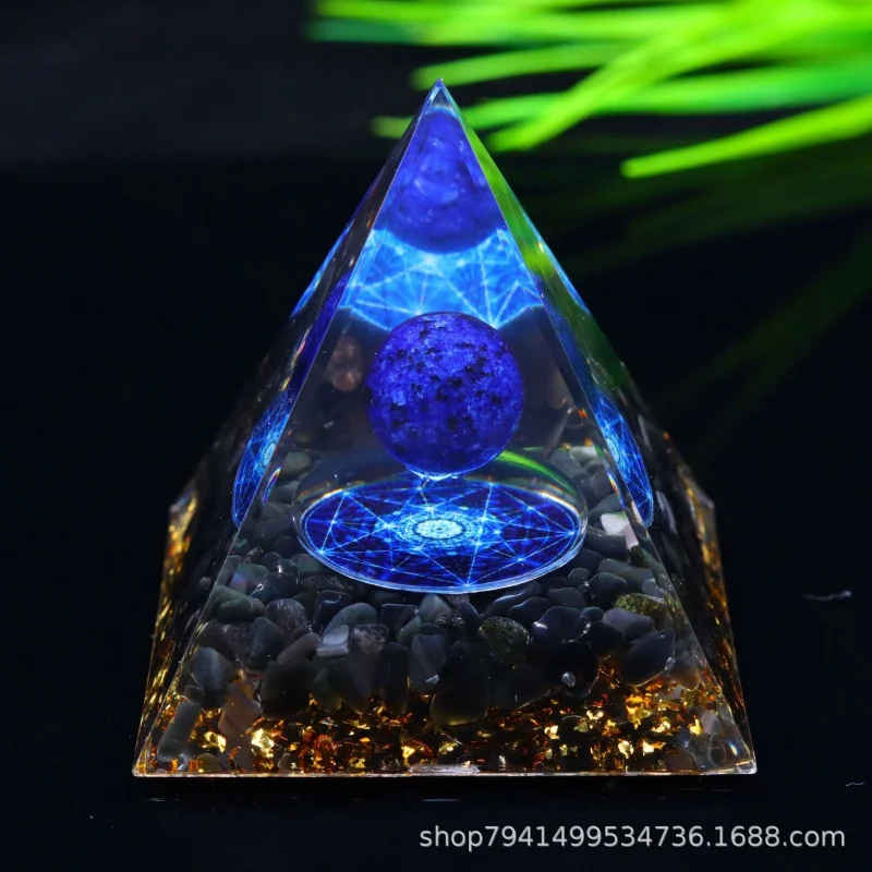 

Ogen Energy Crystal Ball Gravel Pyramid Home Crafts Resin Decorations Desktop Decoration Dream Come True