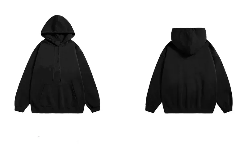 سويت شيرت بغطاء للرأس عالي التحمل 330G، هوديي كاجوال بطباعة صورة ظلية على شكل أوراق شجر مع حاشية برباط