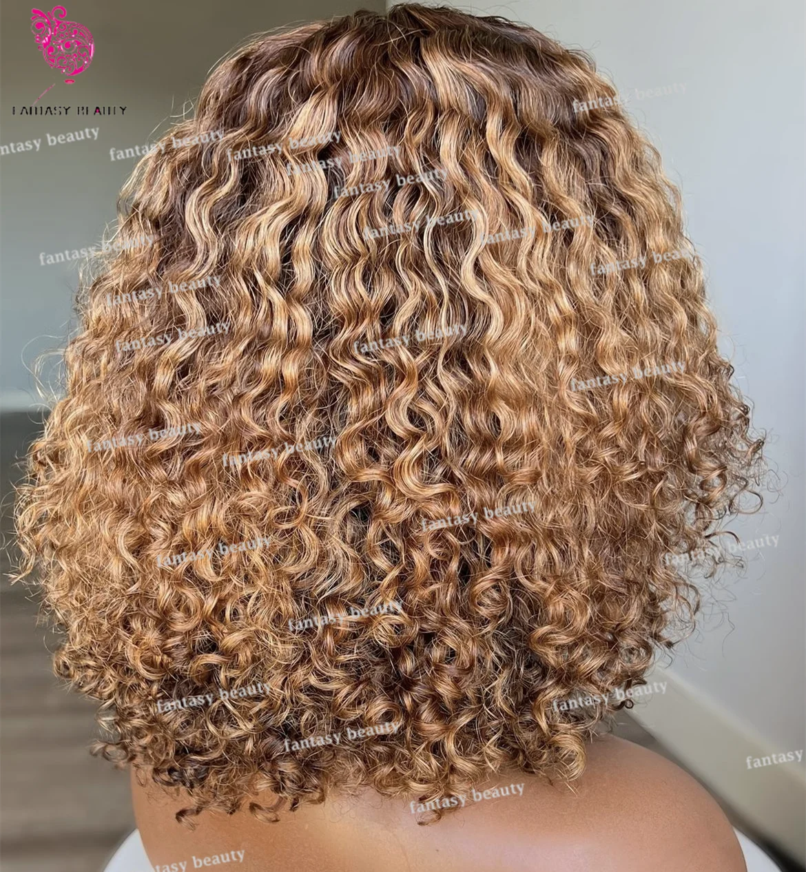 Ombre Honey blonde V Part human hair kinky Curly  wigs 100% Human Hair wig 1 x 4 Open Lace Brown U Part wig 250 density Full End